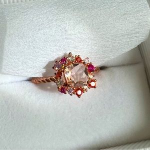 NWOT Morganite & Gemstone Ring, Size 8.25